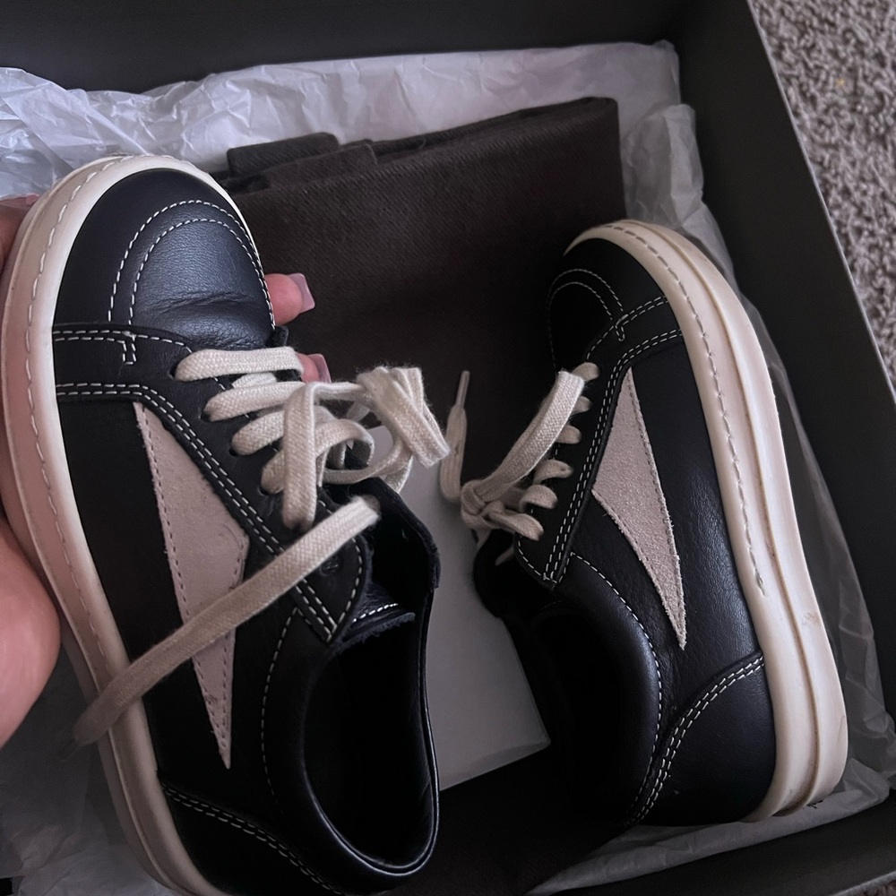 Rick Owens Black and Cream Kids Sneakers